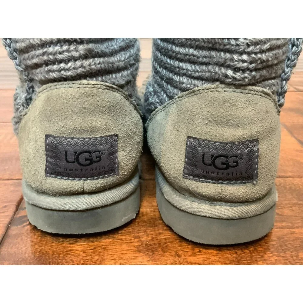 Ugg Australia Gray Classic Cardy Knee High | Fold Over Boots W/ Buttons, Size 9